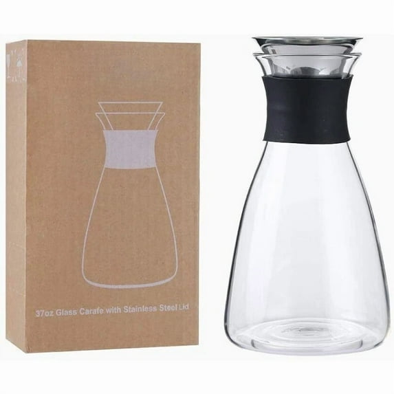 37 Oz Borosilicate Glass Pitcher& Flow Lid Water Jug Juice Pitcher For Homemade