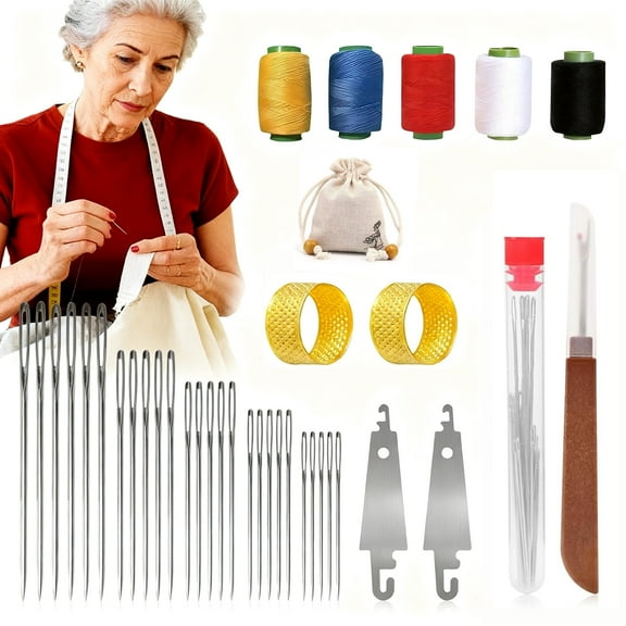 37 PCS Big Eye Stainless Steel Needles for Hand Sewing,2026 Beginner-Friendly Professional Stainless Steel Sewing Needles Kits