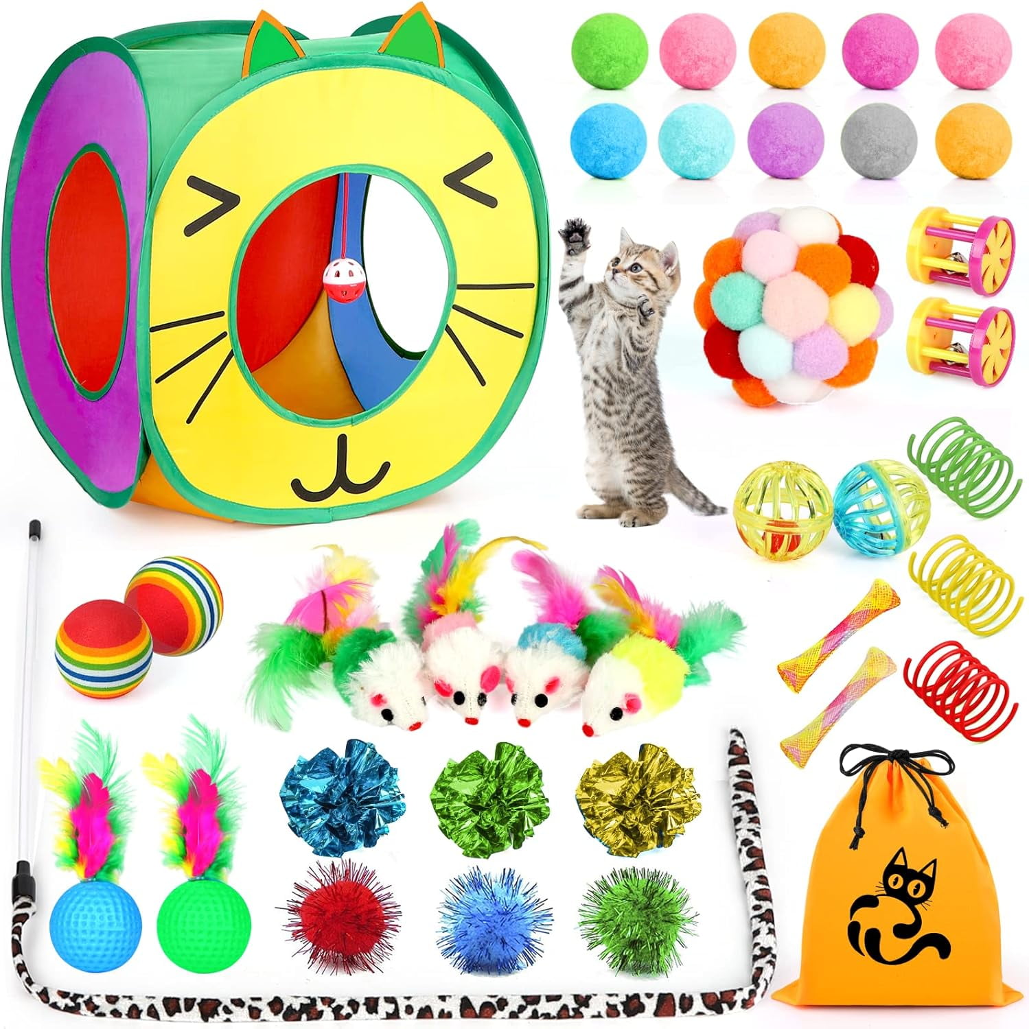 Kitten Set 37 PCS Interactive Kitten Toys for Indoor Cats - Variety Set With ...