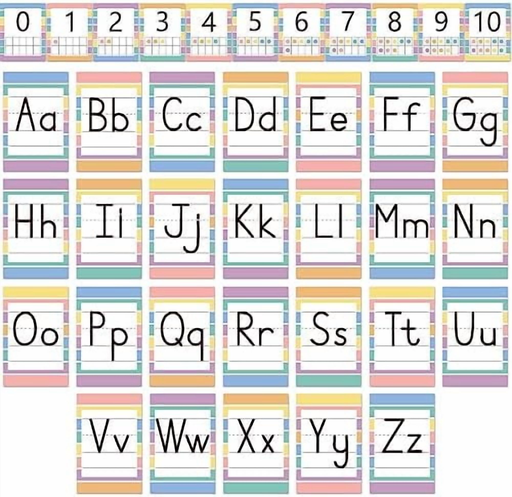 37 PCS Pastel Colors Stripes Classroom Alphabet Number Educational ...