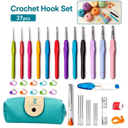 37 Pack Crochet Hooks Set, Crochet Kit for Beginners with Stitch Markers 2mm(B)-8mm(N) Ergonomic Soft Grip Handle Crochet Hook Set for Arthritic Hands Large Crochet Needle