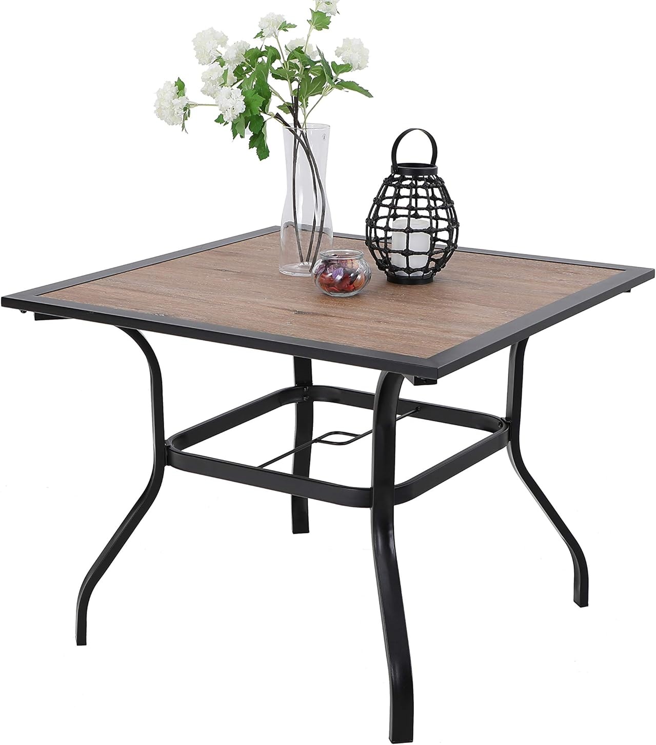 37" Patio Dining Table Square Backyard Bistro Table Outdoor Furniture