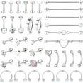 37 Pcs 14G16G Body Piercing Jewelry for Women 316L Stainless Steel