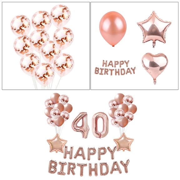 37 Pcs Decorative Balloons Latex Boy Birthday Party Decoration Aluminum Film Rose Gold Sequins Happy