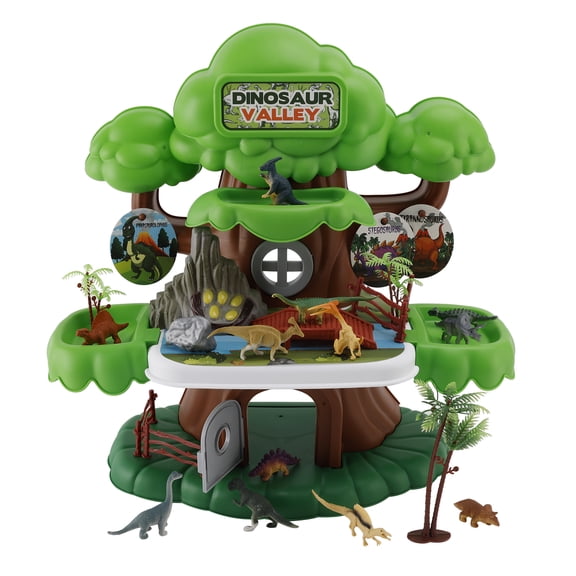 Dinosaur Toys for Kids 3-5, 37PCS Realistic Jurassic Dinosaurs Figures with Trees&Fence Playset to Create a Dino World, Educational Figures, Great Gift for Toddler Boys & Girls