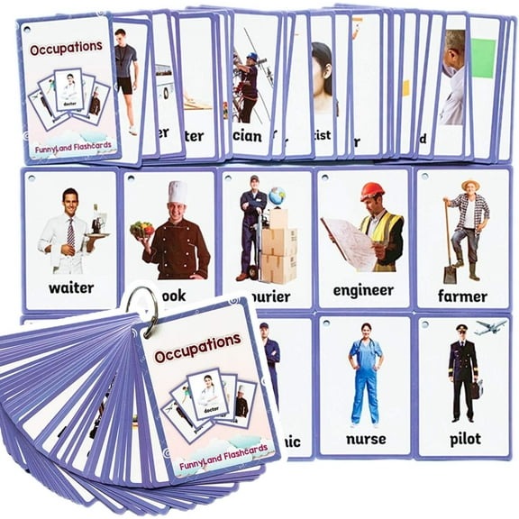 37 Pcs/Set Occupations Flash Cards | Learning Toys Flashcards for Children Pre-K, Toddlers and Kids
