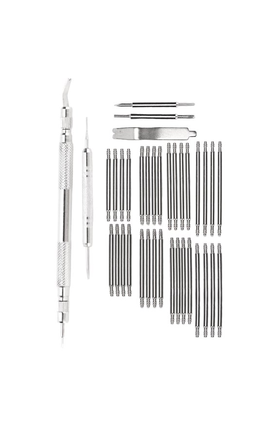 37 Pcs Watch Strap Link Pins Remover Tools Watch Repair Tool Kit with Spring Bar Tool for Band Adjustment Replacement, Double Headed Ear Fork Alloy Set (5.3 in / 13.4 cm)