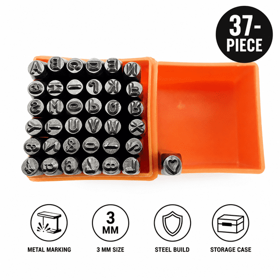 37-Piece 3 mm Steel Stamp Punch Set for Metal Marking