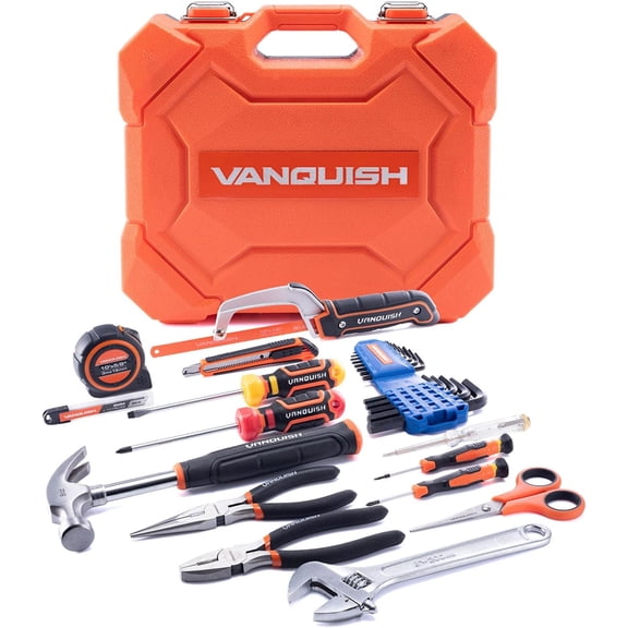 37-Pieces Tool Set for Home,Basic Essential Small Tool Kit Box for Apartment, Dorm, and Household with Blow Molded Storage Case (8001)