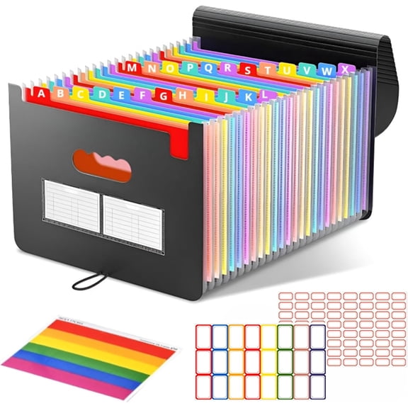 37 Pockets Accordion File Organizer Desktop Expanding File Folders with Colorful tabs for Paper Receipts, Bills&Taxes Organizer, Letter/A4 Size Document Holder for School, Office, Home