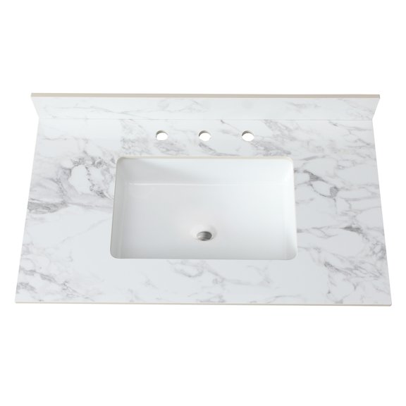 37" Sintered Stone Bathroom Vanity Countertop with Rectangular Sink / Stain - resistant for Long - term Use