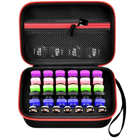 CULEUTIL 37 Slots USB Flash Drive Holder Case for SD SDXC SDHC Card Storage Bag Electronic Accessories Organizer for Samsung for Inland for PNY for Netac, Case Only- Red