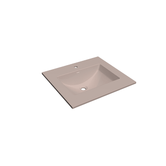 37" Solid Surface Polyurethane Resin Streamline Vanity Top with Sink-Durable, Consistent Cappuccino Color, Easy-to-Clean, Built-in Overflow, Single-Hole Faucet Mount