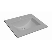 37" Solid Surface Polyurethane Resin Streamline Vanity Top with Sink-Durable, Consistent Grey Color, Easy-to-Clean, Built-in Overflow, Single-Hole Faucet Mount