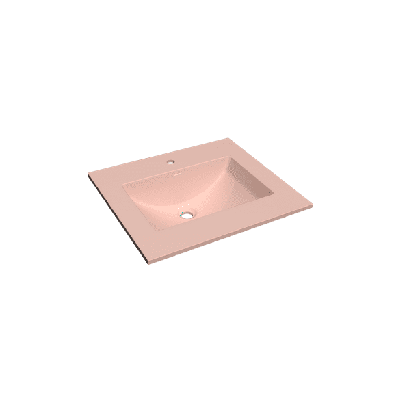 37" Solid Surface Polyurethane Resin Streamline Vanity Top with Sink-Durable, Consistent Pink Color, Easy-to-Clean, Built-in Overflow, Single-Hole Faucet Mount