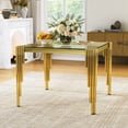 thumbnail image 1 of 37" Square Clear Tempered Glass Dining Table for 2-4 People, Modern Kitchen Table with Irregular Stainless Steel Legs, Dining Table for Small Space, Apartment Studio, Home Office, 1 of 7