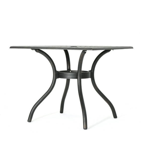 37" Square Dining Table, Outdoor Mesh Style Rust-resistant Aluminum Dining Table, Seats 2-4 People Serving Table For Patio Garden Backyard