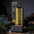 thumbnail image 1 of 37’’ Tall Waterfall Fountain Indoor Modern Outdoor Water Fountains with LED Light,Vertical Striped Texture Floor Standing Water Feature for Patio, Yard, Garden or Home Decor, 1 of 9