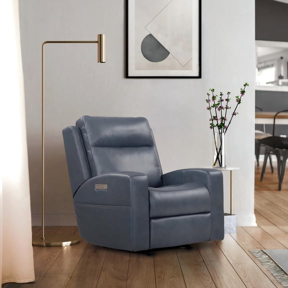 37 W'' Genuine Leather Triple Power Reclining Chair with Adjustable Lumbar Support & Headrest