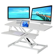 37" Wide Stand Up Desk Riser, Home Office Height Adjustable Standing Desk Converter (White)