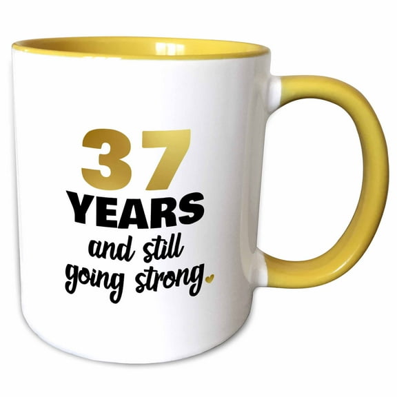 3drose, 37 Year Anniversary Still Going Strong Gift for 37th Wedding Anniversary, 11oz Two-tone Yellow Mug