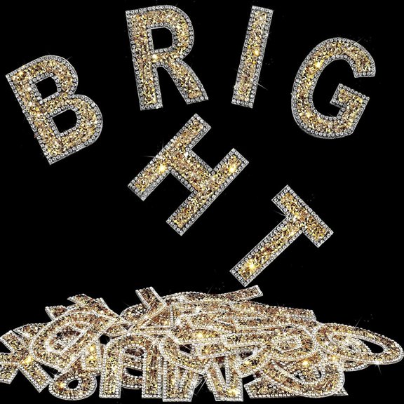 37 count Rhinestone Letter Stickers Large Glitter Alphabet Number Self Adhesive Bling Stickers Iron Letters for Art Crafts Clothing DIY Decors(, White,2.56 Inch)