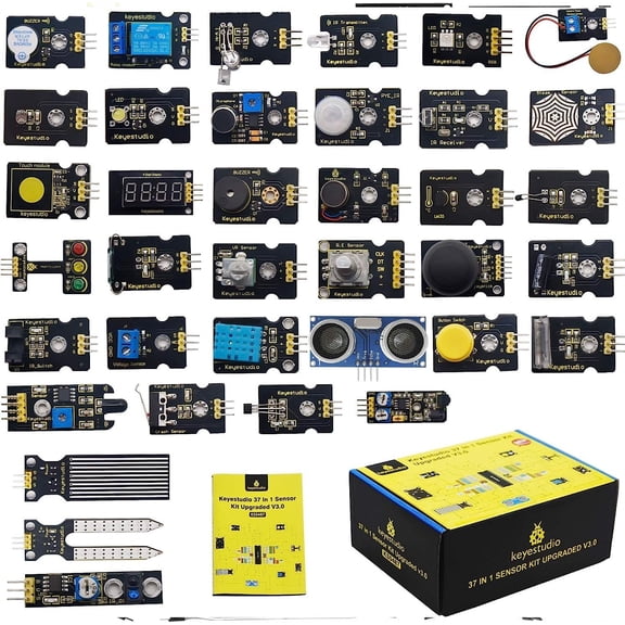 37-in-1 Sensor Kit 37 Sensor Modules Starter Kit Suitable for Raspberry Pi 32560 Programming, Electronic Components Educational Kit Suitable for Teenagers and Adults + Tutorial