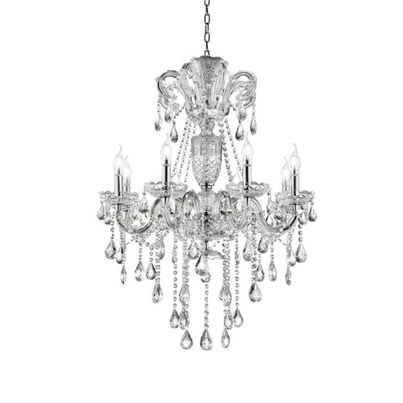 37 in. Candle Style Empire Transparent Glass LED Ceiling Light