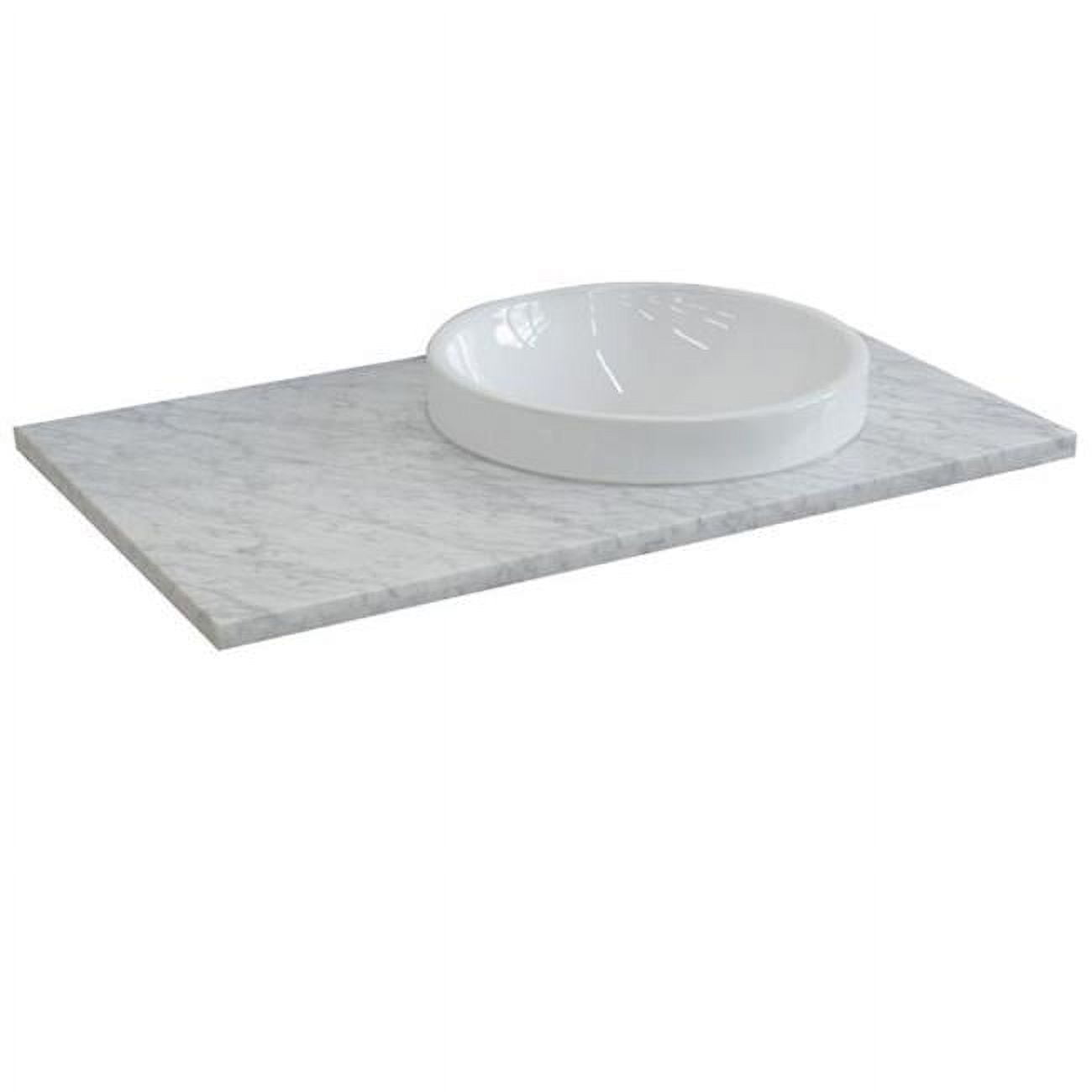 37" White Carrara Marble Countertop with Round Ceramic Sink