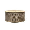 thumbnail image 1 of 37 in. Loi Round Coffee Table with Carved Tessellated Pattern, Gray Wood, 1 of 1