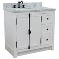 thumbnail image 1 of 37 in. Single Vanity with Carrara Top & Rectangle Sink Left Doors & Left Sink, Glacier Ash & White, 1 of 1