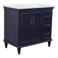 thumbnail image 1 of 37 in. Single Wooden Vanity  Blue White Quartz Oval Left Door.Left Sink, 1 of 15