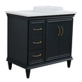 thumbnail image 1 of 37 in. Single Wooden Vanity  Dark Gray White Quartz Round Right Door.Right Sink, 1 of 15