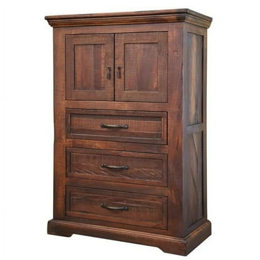 37 in. Solid Wood Three Drawer Chest, Brown