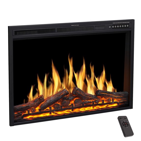 37 in. Ventless Electric Fireplace Insert with Remote Control,Timer,Colorful Flame Option,750W/1500W,Quiet