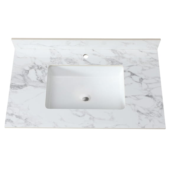 37 - inch Bathroom Vanity Countertop | Single Faucet Hole, for Modern or Traditional Bathrooms | Sintered Stone Material, Elegant and Sturdy | Safe Transport with Foam - filled Carton
