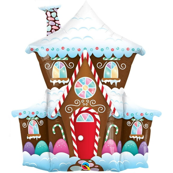 37 inch Decorated Gingerbread House Foil Mylar Balloon - Party Supplies Decorations