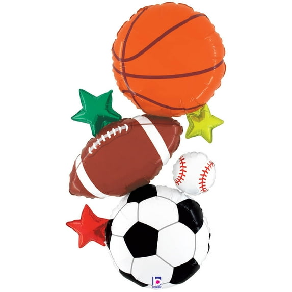 37 inch Multi-Sports Stacker Foil Mylar Balloon - Party Supplies Decorations