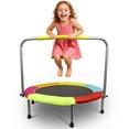 thumbnail image 1 of HLC 37 Inch Foldable Toddler Trampoline with Safety Handle - Indoor Outdoor Mini Trampoline for Kids, Max Weight 60kg/132lbs, 1 of 9