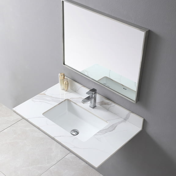 37-inch Sintered Stone Vanity Top with Assembled Undermount Bowl - Warm Elegance, Easy to Install