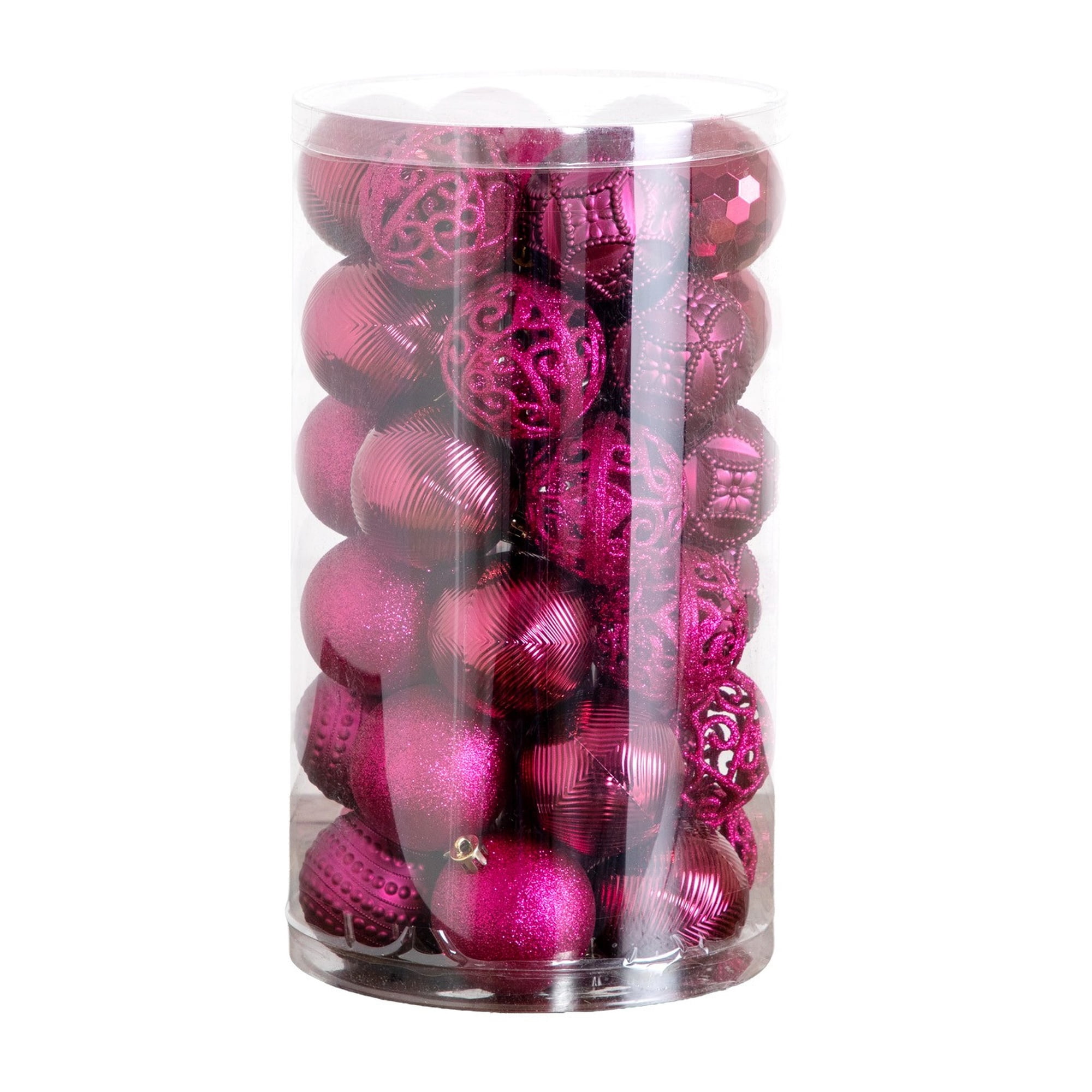 37-pc Fuchsia Shatterproof Christmas Ornaments