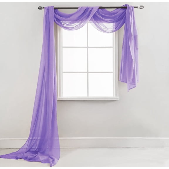 37" x 216" - Lavender Sheer Window Scarf Valance Topper Draping Extra Long