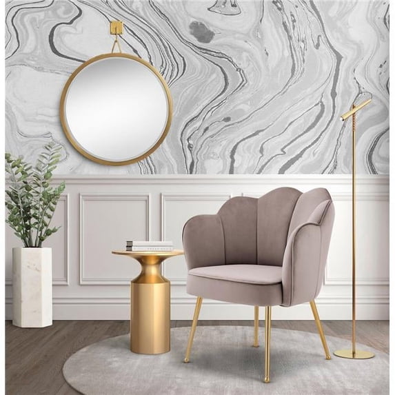 37 x 22.5 x 24 in. Mia Sue Velvet Upholstery Dining Side Chair with Gold Plated Solid Metal Legs, Blush
