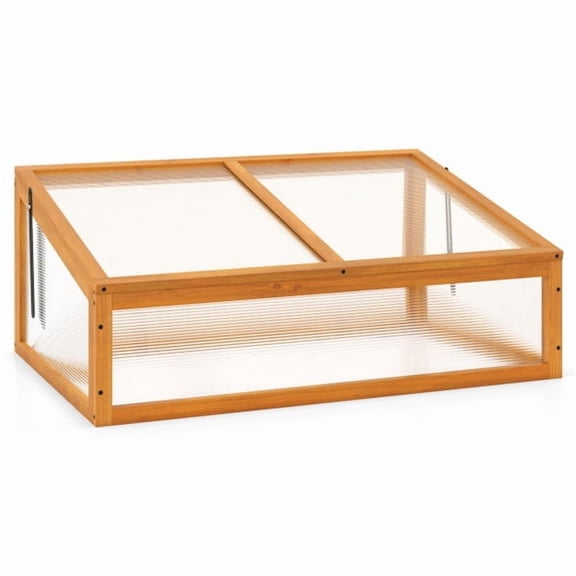 37" x 25 x 16 Wooden Cold Frame Greenhouse with Adjustable Polycarbonate Roof, Portable Mini Hot House for Extending Growing Season