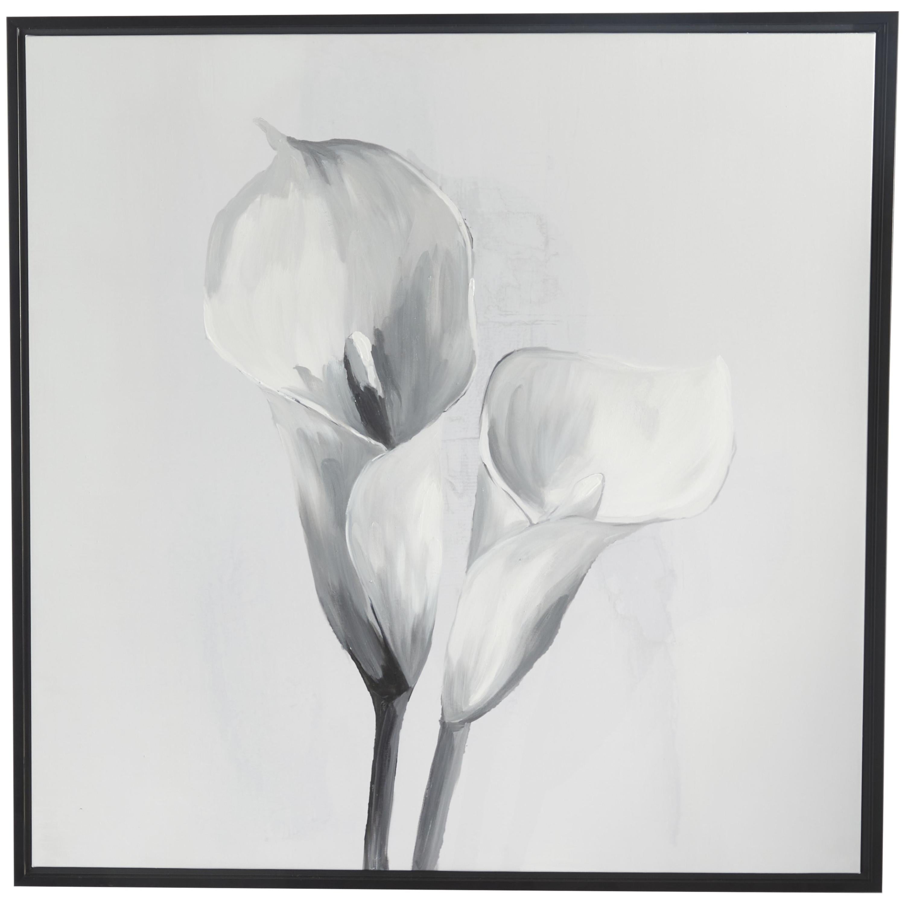 37" x 37" Shaded Tulip Floral Framed Wall Art with Black Frame, by DecMode