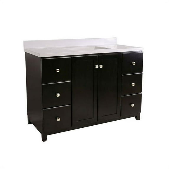 37 x 49 x 22 in. Shorewood Espresso 2-Door Vanity Cabinet with Single Bowl Sink Bathroom, Solid White