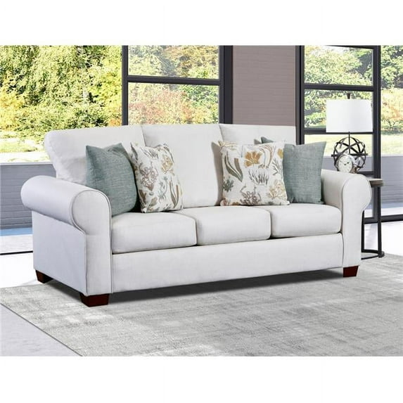 37 x 88 x 36 in. Beaujardin Sofa Sleeper with Four Throw Pillows, Soft Washed Cream Tweed