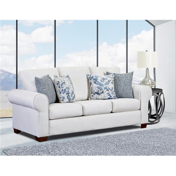 37 x 88 x 36 in. Pembroke Sofa Sleeper with Four Throw Pillows, Cream Washed Tweed