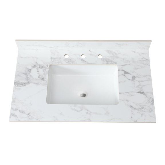 37"x22" White Engineered Stone - Exquisite Tone - Bathroom Design - Decorative Highlight