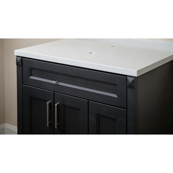 37"x3" Dark Gray Terrazzo Vanity Backsplash, Matte Sandstone Finish